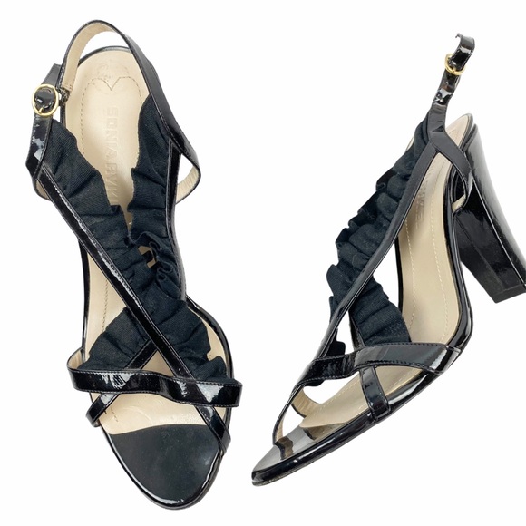 Sonia Rykiel Shoes - SONIA RYKIEL Ruffle Chunky Wood Heel Sandal Black Size US 10 Euro 40